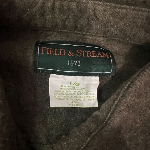 Field & Stream Heavy Cotton Button Front Shirt Green Mens Large - Picture 2 of 3